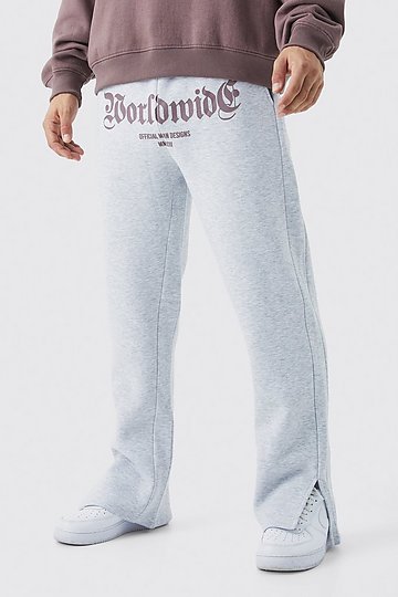 Worldwide Crotch Print Split Hem Gusset Sweatpants